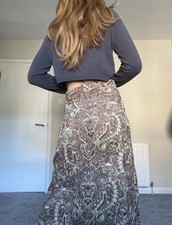 Retro Corduroy Long Skirt Uk8/10 Women’s Vintage Style High Waist