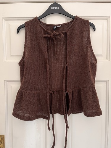 Brown knit boho waistcoat - h&m,