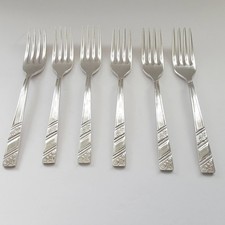 Set of 6 Silver Rose Sheffield Silver Plated Dessert Forks by V Ltd Extra A 5½"