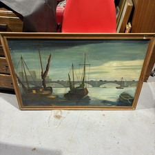 Vintage Large Oil On Board