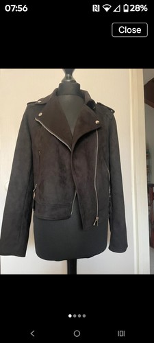 Black faux suede biker jacket - suede,