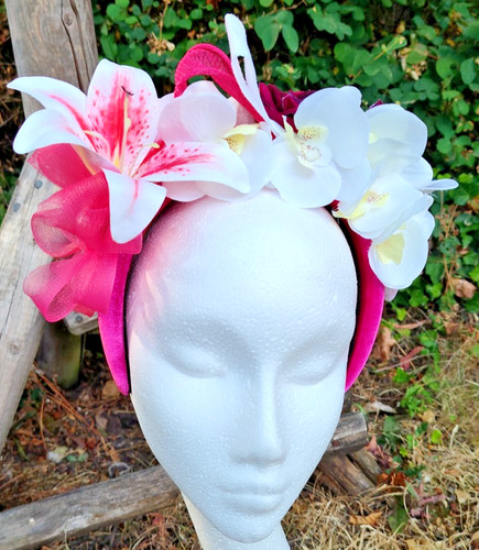 Handmade bright pink white - white, &