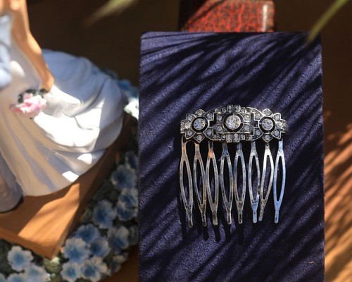 Hair comb art deco silver - art,