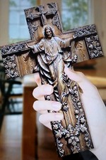CHRIST OUR LORD WOODEN CRUCIFIX CROSS (2D Flat) Wall Decor30x20x0.3cm 