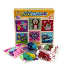 Cross Stitch Kit w/ Frame Kids 6-in-1 Traditional Tapestry Sewing Set Children