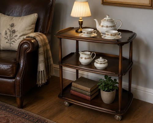 Vintage wood drink trolley - vintage,