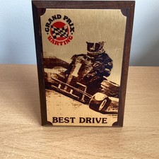 Grand Prix Carting Best Drive Award Trophy Award 13cm High On Wood Frame & Stand