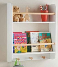 Kids 2 Tier Bookshelf White & Pine Wooden Storage Unit Childrens Bedroom