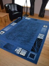 New Modern Blue Living Room Rug Large Small Hallway Runner All Room Mat UK