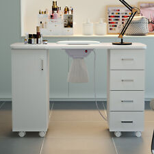White Manicure Nail Table Bar Art Salon Beauty Station Technician Storage Desk