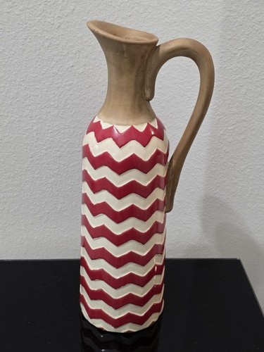 Large ceramic chevron pitcher - ceramic,