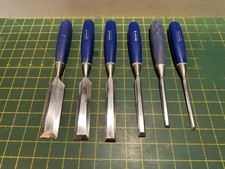 6 NO. MARPLES BLUE CHIP QUALITY BEVEL EDGE CHISELS GRADUATED SET