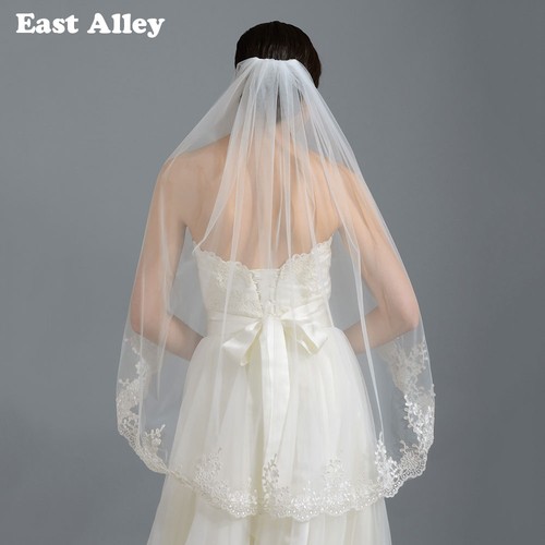 Ivory lace bridal veil - bridal,