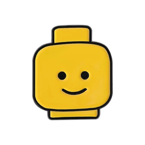 Yellow smiley face enamel pin - face,