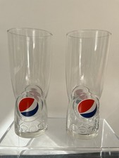 Set Of 2 Pepsi Cola Drinks Glasses. Great Condition. Embossed With Logo