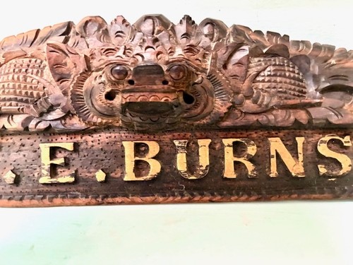 Antique wooden name plaque for - plaque,
