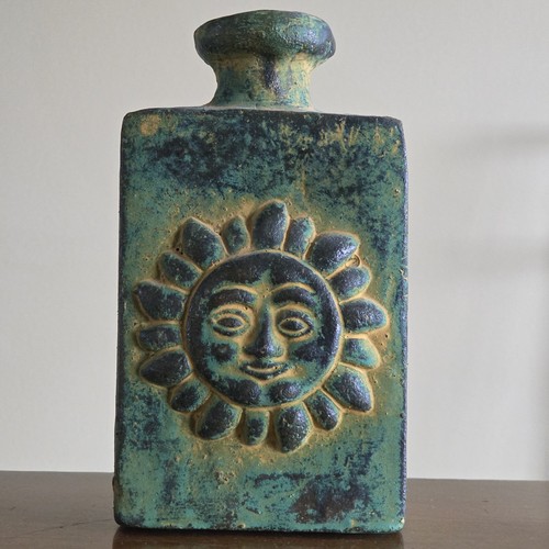 Mexican sun face pottery bud - pottery,