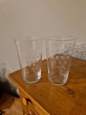 Beautiful Pair Of Retro Vintage Hand Etched Tumblers