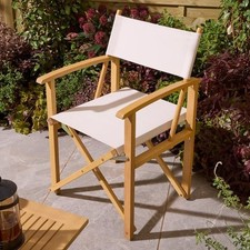 Rowlinson Ascot Folding Directors Canvas Dining Camping Chair Natural Cream