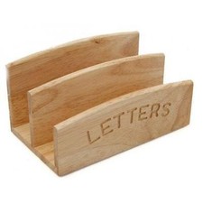 Wooden Letter Rack Envelope Mail Magazine Holder Storage 2 Large Compartment