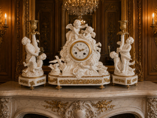 Clock set french sevres - clock,