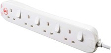 Masterplug 4Socket Power Surge Protected Extension Lead with 4 individual switch