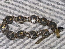 Vintage Japanese Damascene Bracelet 10 Panel