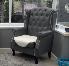 Faux leather wing chair - leather,