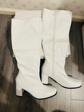 UK Size 9 Ladies Men GoGo Boots Knee High Party Boots Disco Retro Block Heel