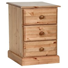 2x Solid Pine Bedside Tables With 3 Drawers