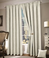 Thermal Curtains Plain Heavy Chenille Fabric Tape Top Ready Made Curtains Pair