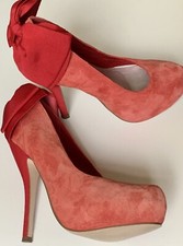 Carvela Jade Red Suede High Heels Court Shoe UK 5 EU 38 Kurt Geiger Stiletto Bow