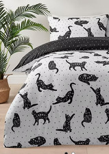 Asda george Black Cat Duvet Cover Single Bedding Set Microfiber 