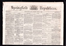 Old Newspaper Civil War Springfield Daily Republican Massachusetts Sept. 1864