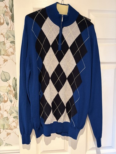 Quarter zip argyle golf jumper - argyle,
