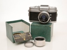 Wrayflex I Vintage English 35mm SLR Camera + 50mm Unilux f2.8 lens + Box, Extras