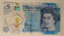 Collectable Bank of England British £5 Polymer Note Serial AA41 645880 Circ.