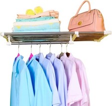 BAOYOUNI Extendable Closet Shelf Rod Clothes Hanger Organizer Heavy Duty Metal