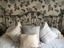 Edwardian Scrollwork Design Gold Coloured Metal Easy Fit King Size Headboard.