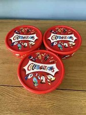 3 x Empty Celebrations Containers Tubs sweet chocolates cake biscuit Storage Tub
