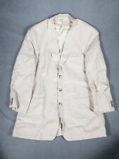 St Michael Linen Jacket Mens 42 Large Beige Off White Suit Blazer Sport Coat 90s