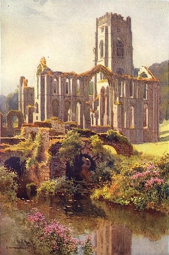 Fountains abbey yorkshire by - abbey., yorkshire.