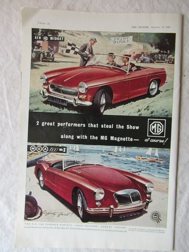 1961 print midget mga - 1961, ad