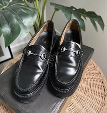 G H Bass & Co Black Leather Weejun 90 Superlug Snaffle Chunky Loafers