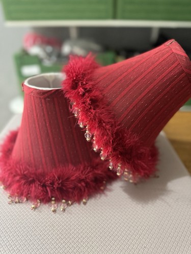 Vintage red lamp shade - red, x2