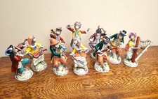 Set of 10 Dresden Potschappel Monkey Band Orchestra Figures  Anthropomorphic