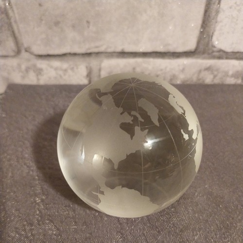 Etched crystal world globe - etched,