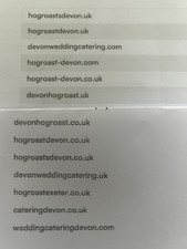 13 Hog roast, Devon Catering, wedding, Exeter etc domain names for sale