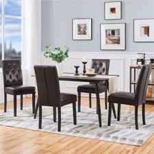 Dining Chairs Set of 2 Faux Leather Kitchen Chair with Solid Legs for Home