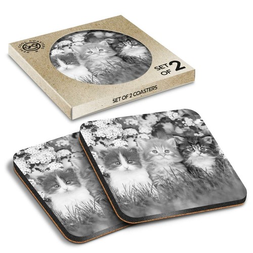 Boxed square coasters bw - coasters,